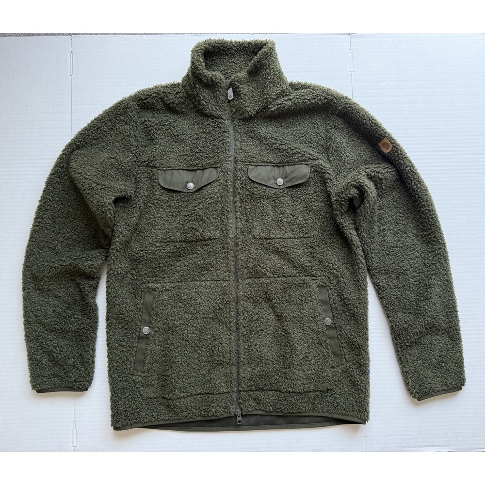 Fjallraven Greenland Pile Fleece Men's Large Jacket Green EUC